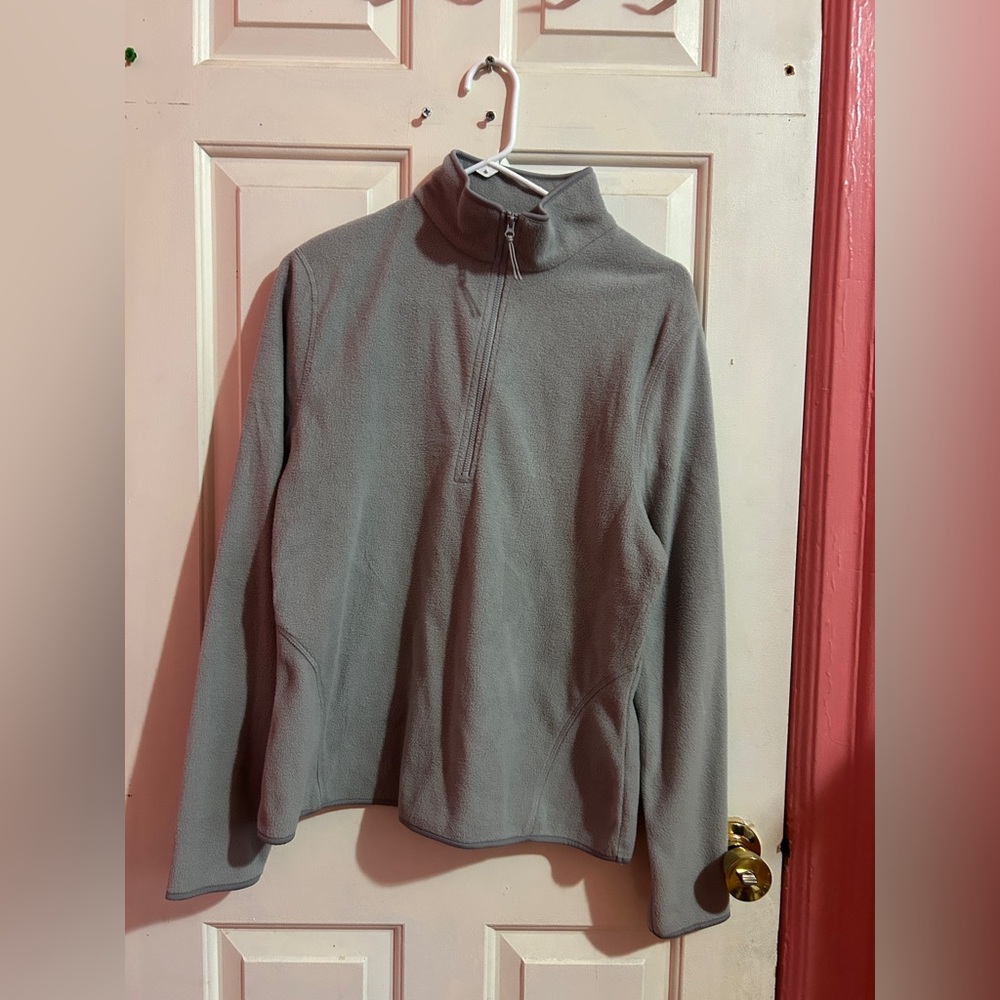 Gray Quarter-Zip Fleece Pullover